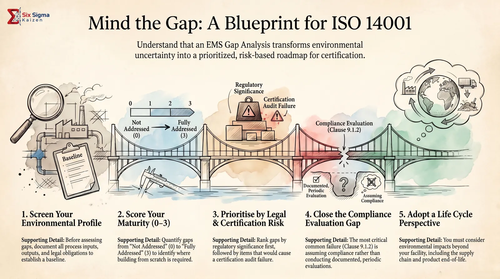ISO 14001 EMS gap analysis visual summary